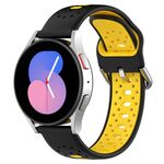 Per Huawei Watch GT2 42mm 20mm Cinturino in silicone bicolore traspirante (nero + giallo)