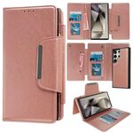 Per Samsung Galaxy S25 Ultra 5G Custodia multifunzionale in pelle con portafoglio per 7 carte (oro rosa)