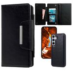 Per Samsung Galaxy S25+ 5G Custodia multifunzionale in pelle con portafoglio per 7 carte (nero)