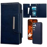Per Samsung Galaxy S25+ 5G Custodia multifunzionale in pelle con portafoglio per 7 carte (blu reale)