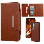 Per Samsung Galaxy S25+ 5G Custodia multifunzionale in pelle con portafoglio per 7 carte (marrone)
