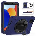 Per Xiaomi Redmi Pad SE 8.7 Custodia girevole in silicone per tablet PC ibrido con tracolla (blu navy)