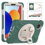 Per Xiaomi Redmi Pad SE 8.7 Custodia per tablet ibrida in silicone con supporto girevole per PC con tracolla (verde Emreald)
