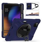 Per Xiaomi Pad 7 / 7 Pro Custodia girevole in silicone per tablet PC ibrido con tracolla (blu navy)