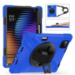 Per Xiaomi Pad 7 / 7 Pro Custodia per tablet ibrida in silicone con supporto girevole per PC con tracolla (blu)