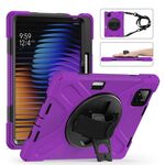 Per Xiaomi Pad 7 / 7 Pro Supporto girevole Custodia per tablet PC ibrida in silicone con tracolla (viola)