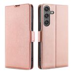 Per Samsung Galaxy S25 5G Custodia in pelle con fibbia laterale ultra sottile e flip orizzontale (oro rosa)