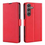 Per Samsung Galaxy S25 5G Custodia per telefono in pelle con fibbia laterale ultrasottile e flip orizzontale (rosso)