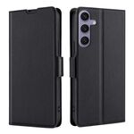 Per Samsung Galaxy S25+ 5G Custodia per telefono in pelle con fibbia laterale ultrasottile e flip orizzontale (nero)