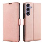 Per Samsung Galaxy S25+ 5G Custodia in pelle con fibbia laterale ultra sottile e flip orizzontale (oro rosa)