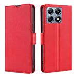 Per Xiaomi 14T Pro 5G Custodia per telefono in pelle con fibbia laterale ultra sottile e flip orizzontale (rosso)