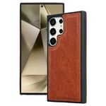 Per Samsung Galaxy S25 Ultra 5G Custodia per telefono con retro in pelle di mucca (marrone)