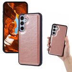 Per Samsung Galaxy S25+ 5G Custodia per telefono con retro in pelle di mucca (oro rosa)