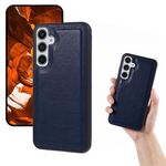 Per Samsung Galaxy S25+ 5G Custodia per telefono con texture in pelle di mucca e retro (blu reale)