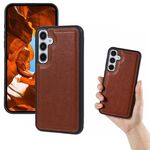 Per Samsung Galaxy S25+ 5G Custodia per telefono con retro in pelle di mucca (marrone)