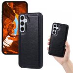 Per Samsung Galaxy S25 5G Custodia per telefono con texture in pelle di mucca e retro (nero)
