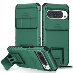 Per Google Pixel 9 Pro Custodia per telefono con supporto stereoscopico scorrevole Camshield (verde)
