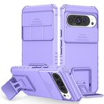 Per Google Pixel 9 Pro Custodia per telefono con supporto stereoscopico scorrevole Camshield (viola)