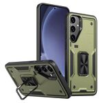 Per Samsung Galaxy S25 5G Custodia per telefono con supporto ad anello in TPU ibrido per PC (verde oliva)