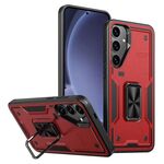 Per Samsung Galaxy S25 5G Custodia per telefono con supporto ad anello in TPU ibrido per PC (rosso)