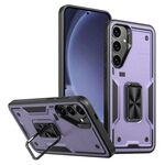 Per Samsung Galaxy S25 5G Custodia per telefono con supporto ad anello in TPU ibrido per PC (viola)