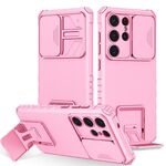 Per Samsung Galaxy S25 Ultra 5G Custodia per telefono con supporto stereoscopico scorrevole Camshield (rosa)