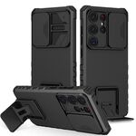 Per Samsung Galaxy S25 Ultra 5G Custodia per telefono con supporto stereoscopico scorrevole Camshield (nero)