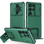 Per Samsung Galaxy S25 Ultra 5G Custodia per telefono con supporto stereoscopico scorrevole Camshield (verde)