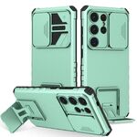 Per Samsung Galaxy S25 Ultra 5G Custodia per telefono con supporto stereoscopico scorrevole Camshield (verde chiaro)