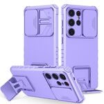 Per Samsung Galaxy S25 Ultra 5G Stereoscopic Holder Sliding Camshield Custodia per telefono (viola)