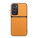 Per OPPO Reno12 Global Litchi Leather Magnetic Full Coverage Antiurto Custodia per telefono (giallo)