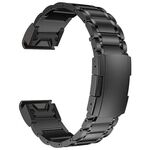 Per Garmin 22mm Five-beads Titanium Alloy Push Buckle Metal Quick Release Watch Band (Nero)