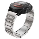 Per Garmin 22mm cinturino per orologio in lega di titanio a tre perle con fibbia a pressione in metallo a sgancio rapido (argento)