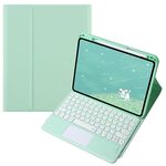 Per OPPO Pad 3 / Pad 2 Custodia in pelle con tastiera Bluetooth color caramella, tasto rotondo (verde chiaro)