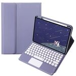 Per OPPO Pad 3 / Pad 2 Custodia in pelle con tastiera Bluetooth color caramella, tasto rotondo (grigio lavanda)