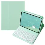 Per OPPO Pad 3 / Pad 2 Custodia in pelle con tastiera Bluetooth color caramella, tasto rotondo con touchpad (verde chiaro)