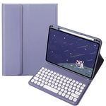 Per OPPO Pad 3 / Pad 2 Custodia in pelle con tastiera Bluetooth color caramella, tasto rotondo con touchpad (grigio lavanda)