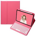 Per OPPO Pad 3 / Pad 2 Custodia in pelle con tastiera Bluetooth color caramella, tasto rotondo con touchpad (rosso)