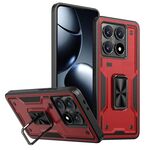 Per Xiaomi 14T Pro Custodia per telefono con supporto ad anello in TPU ibrido per PC (rosso)