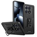 Per Xiaomi 14T Pro Custodia per telefono con supporto ad anello in TPU ibrido per PC (nero)