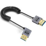 Cavo HDMI 2.1 coassiale a spirale da 0,7 m 8K 48 Gbps, porta: curvatura a destra