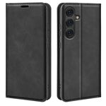 Per Samsung Galaxy S25+ 5G Custodia in pelle con ventosa magnetica Retro-skin (nero)