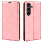 Per Samsung Galaxy S25+ 5G Custodia in pelle con ventosa magnetica Retro-skin (rosa)