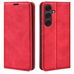 Per Samsung Galaxy S25+ 5G Custodia in pelle con ventosa magnetica Retro-skin (rosso)