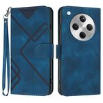 Per OPPO Find X8 Custodia in pelle con motivo a linee (blu reale)