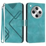 Per OPPO Find X8 Custodia in pelle con motivo a linee Skin Feel (azzurro chiaro)