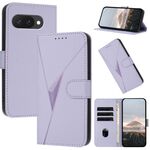 Per Google Pixel 9a Custodia per telefono in pelle con fibbia a motivo triangolare (viola chiaro)