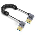 Cavo HDMI 2.1 coassiale a spirale da 0,7 m 8K 48 Gbps, porta: gomito destro-destro