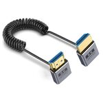 Cavo HDMI 2.1 coassiale a spirale da 0,7 m 8K 48 Gbps, porta: gomito dall'alto al basso