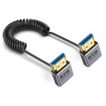 Cavo HDMI 2.1 coassiale a spirale da 0,7 m 8K 48 Gbps, porta: dal basso al gomito verso il basso